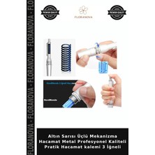Floranova Altın Sarısı Üçlü Mekanizma Hacamat Metal Profesyonel Kaliteli Pratik Hacamat Kalemi 3 Iğneli
