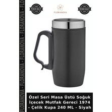 Floranova Özel Seri Masa Üstü Soğuk Içecek Mutfak Gereci 1974 - Çelik Kupa 240 ml - Siyah