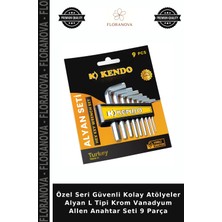 Floranova Özel Seri Güvenli Kolay Atölyeler Alyan L Tipi Krom Vanadyum Allen Anahtar Seti 9 Parça