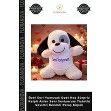 Floranova Özel Seri Yumuşak Dost Hoş Sürpriz Kalpli Anlar Seni Seviyorum Tişörtlü Sevimli Benekli Peluş Köpek