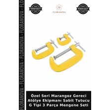 Floranova Özel Seri Marangoz Gereci Atölye Ekipmanı Sabit Tutucu G Tipi 3 Parça Mengene Seti