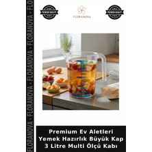 Floranova Premium Ev Aletleri Yemek Hazırlık Büyük Kap 3 Litre Multi Ölçü Kabı