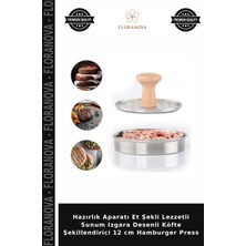 Floranova Hazırlık Aparatı Et Şekli Lezzetli Sunum Izgara Desenli Köfte Şekillendirici 12 cm Hamburger Press
