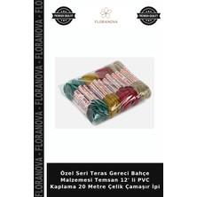 Floranova Özel Seri Teras Gereci Bahçe Malzemesi Temsan 12' Li Pvc Kaplama 20 Metre Çelik Çamaşır Ipi