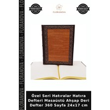 Floranova Özel Seri Hatıralar Hatıra Defteri Masaüstü Ahşap Deri Defter 360 Sayfa 24X17 cm