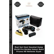 Floranova Özel Seri Gezi Seyahat Kamp 20X50 Pro Dürbün Askeri Bak4 Prizma Hd Netleme Siyah