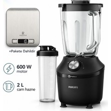 Philips HR2291/41 3000 Serisi 600 W Cam Hazneli Blender + Onerous Mutfak Tartısı Paketi