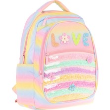 Kaukko Kids Simli Pullu Love Baskılı Kız Çocuk Dört Bölmeli Okul Çantası - L5214