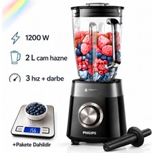 Philips HR3030/00 5000 Serisi 1200 W Cam Hazneli Blender + Onerous Mutfak Tartısı Paketi