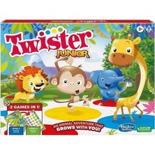 Hasbro Oyuncak Twister Junior Oyunu, Hayvan Macerası 2 Taraflı Mat, 2 Oyun 1 Arada