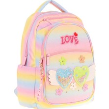 Kaukko Kids Simli Kalp ve Çiçek Detaylı Kız Çocuk Dört Bölmeli Okul Çantası - L5213