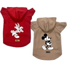 Şanal Kapişonlu Polar Sweatshirt Köpek ve Kedi Kıyafeti & Elbisesi - Buggs & Mickey 2'li Fırsat Paketi L Beden