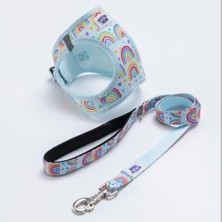 Şanal Joyful Colors Göğüs Tasması ve Sevk Kayışı Tasma Seti Gökkuşağı Desenli Kedi Köpek Göğüs Tasması Seti