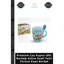 Floranova Premium Çay Kupası Ofis Bardağı Kahve Saati Tekli Yöresel Kupa Bardak
