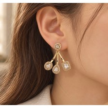 Mel and Co Zirkon Taşlı Gold Küpe