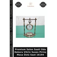 Floranova Premium Salon Saati Oda Dekoru Vitrin Suses Pirinç Masa Üstü Saat 16194