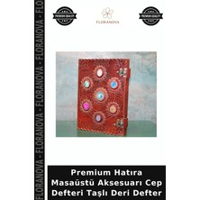 Floranova Premium Hatıra Masaüstü Aksesuarı Cep Defteri Taşlı Deri Defter