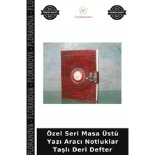 Floranova Özel Seri Masa Üstü Yazı Aracı Notluklar Taşlı Deri Defter