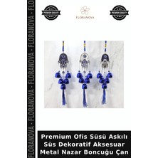 Floranova Premium Ofis Süsü Askılı Süs Dekoratif Aksesuar Metal Nazar Boncuğu Çan