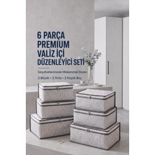 EVSELLA Beyaz Geometrik Çizgili 6 Parça Filesiz Valiz İçi Düzenleyici Set