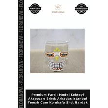 Floranova Premium Farklı Model Kokteyl Aksesuarı Erkek Arkadaş Istanbul Temalı Cam Kurukafa Shot Bardak