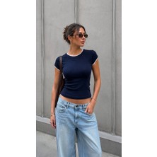 Mak. Mağaza Garnilli Baby Tee Blu
