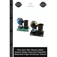 Floranova Özel Seri Ofis Masası Biblo Dünya Kitap Tasarımlı Kalemlik Dekoratif Figür Kırtasiye Tutucu