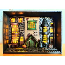 White Rabbit Art Works Büyücüler Sokağı Diorama Lambası – LED Işıklı El Yapımı Minyatür Sokak - Masa Dekoru - Gece Lambası