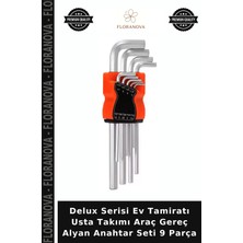 Floranova Delux Serisi Ev Tamiratı Usta Takımı Araç Gereç Alyan Anahtar Seti 9 Parça