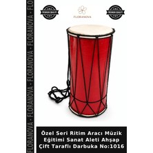 Floranova Özel Seri Ritim Aracı Müzik Eğitimi Sanat Aleti Ahşap Çift Taraflı Darbuka NO:1016