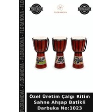 Floranova Özel Üretim Çalgı Ritim Sahne Ahşap Batikli Darbuka NO:1023