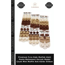 Floranova Premium Fırın Kabı Mutfak Aleti Pasta Malzemesi Karışık Model Çiçek Mini Muffin Kek Kalıbı Silikon