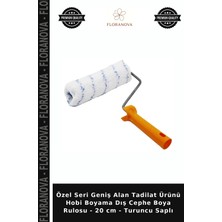 Floranova Özel Seri Geniş Alan Tadilat Ürünü Hobi Boyama Dış Cephe Boya Rulosu - 20 cm - Turuncu Saplı