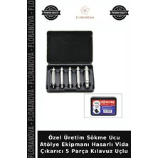 Floranova Özel Üretim Sökme Ucu Atölye Ekipmanı Hasarlı Vida Çıkarıcı 5 Parça Kılavuz Uçlu