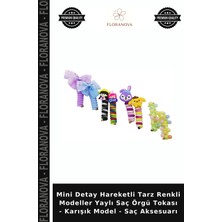 Floranova Mini Detay Hareketli Tarz Renkli Modeller Yaylı Saç Örgü Tokası - Karışık Model - Saç Aksesuarı