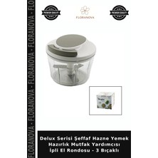 Floranova Delux Serisi Şeffaf Hazne Yemek Hazırlık Mutfak Yardımcısı Ipli El Rondosu - 3 Bıçaklı