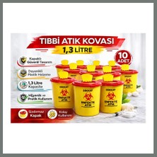 Bezos Tıbbi Atık Kovası 1,3 Litre 10 Adet Kapaklı Tıbbi Atık Kutusu Enfekte Atık Kovası Seti Mmbz