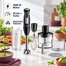 Braun 1000 W Motor, 25 Hız + Turbo, Sizecontrol Doğrayıcı Blender Seti MQ55254M
