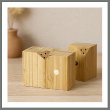 Bezos Bambu Mıknatıslı 2'li Tuzluk ve Baharatlık Seti (5x5 Cm, Y:7 Cm) Mmbz