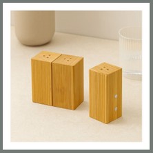 Bezos Ahşap Bambu Mıknatıslı 2'li Baharatlık & Tuzluk (4.5×5×9 Cm) Mmbz