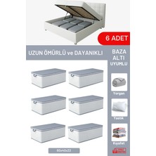 Evsella 6'li Set - Geometrik Çizgili Büyük Boy Baza Altı & Çekyat Altı Hurç (60 x 40 x 22 Cm)