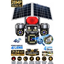 Sonreir S7X 4G SIM Kartlı 4 Kameralı Güneş Enerjili Güvenlik Kamerası Çift Solar Panel Renkli Gece Görüşlü