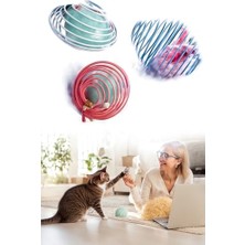 Odea Busstier Yaylı Metal Fareli Kafes Kedi Oyun Topu – Sıçrayan Spiral Kedi Oyuncağı ile Eğlenceli ve Aktif Zamanlar