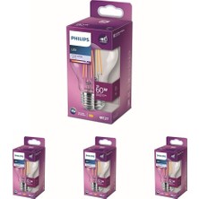 Tr LED Classic 60W A60 Filament Ampul, 4000K Gün Işığı, E27 Normal Duy, Dim Edilmez 4lü Paket