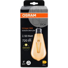 Tr Vintage 1906 Edison LED Ampul 6.5W 720 Lümen 2700K E27 Dim Edilebilir Sarı Işık