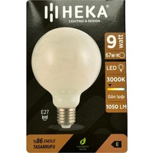 Tr LED Ampul, 9W (67W), 3000K Sarı Işık, E27 Duy, G95 Glop