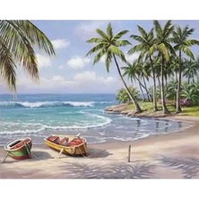 Hapy Hoby Ada ve Tatil Sayılarla Boyama Seti - Çerçeveli, 40X50CM