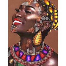 Hapy Hoby Afrikalı Güzel 8 Sayılarla Boyama Seti - Çerçeveli, 40X50CM