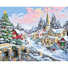 Hapy Hoby Kış Kasabası Sayılarla Boyama Seti - Çerçeveli, 40X50CM