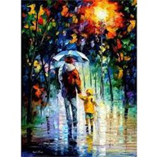 Hapy Hoby Yağmurlu Günde Yürüyüş Sayılarla Boyama Seti 40*50 - Çerçeveli, 40X50CM